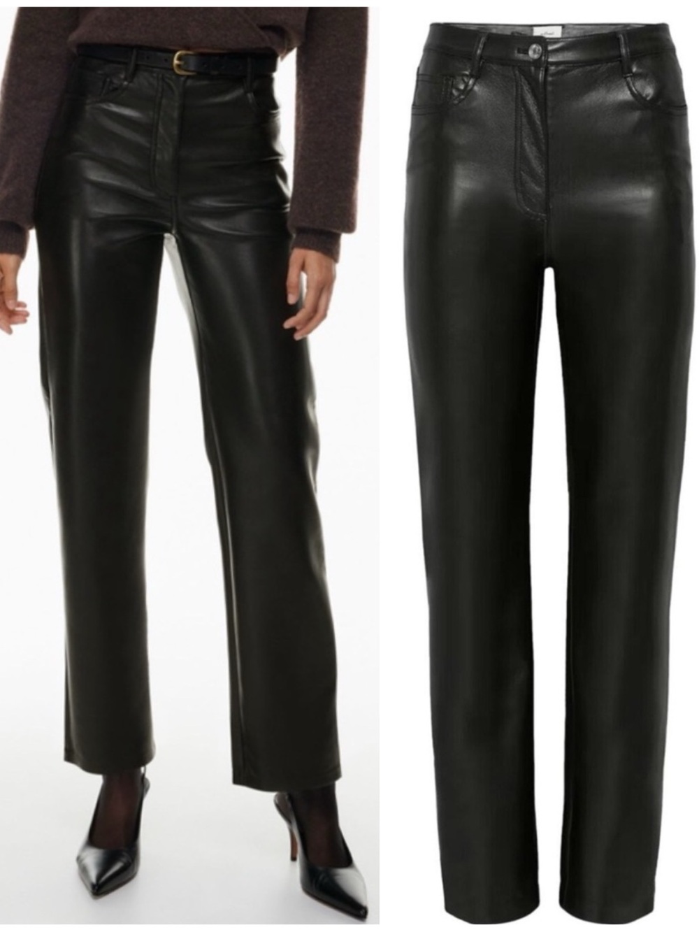 Aritzia Wilfred Faux Leather Pants Melina High Waist Black Capsule Minimalist